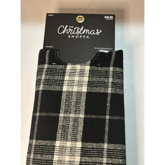 NWT The Christmas Shoppe Black & White Plaid Tree Skirt Holiday Home Decor - Picture 1 of 3